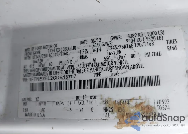 1FTNE2EL2CDB16707: 42358039