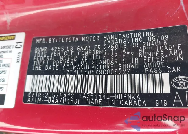 2T1LE40EX9C009227: 42358040