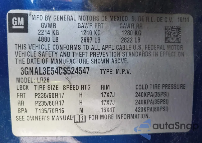 3GNAL3E54CS524547: 42359281