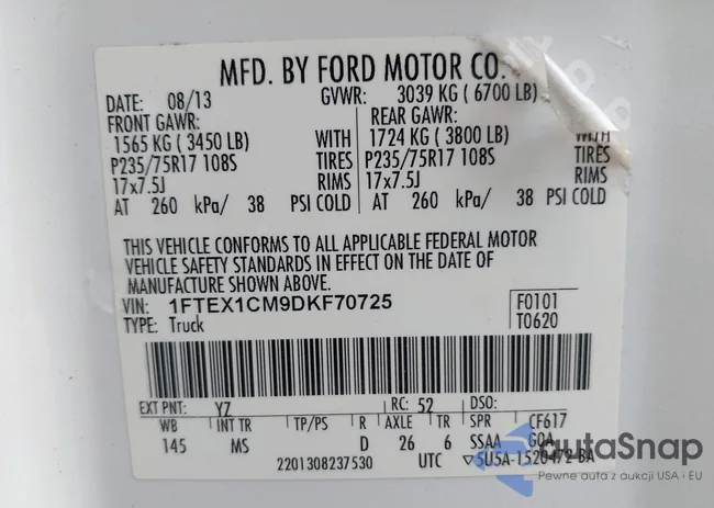 1FTEX1CM9DKF70725: 42359320