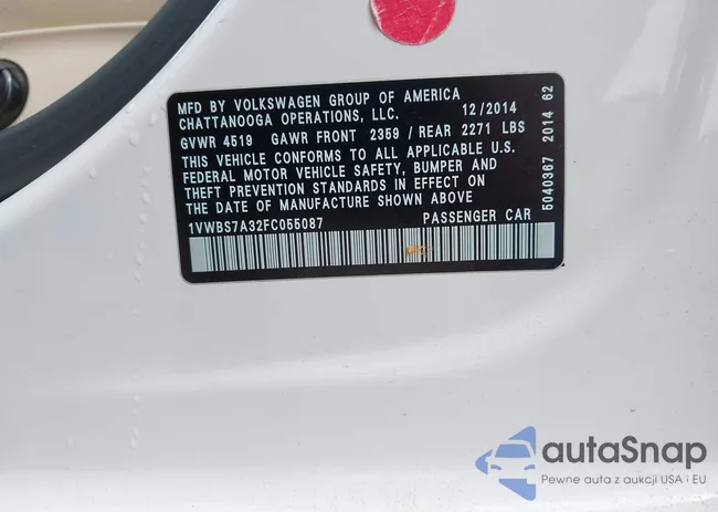 1VWBS7A32FC055087: 42358821