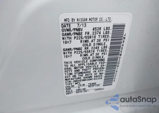 JN8AS5MV2DW142259: 42358882