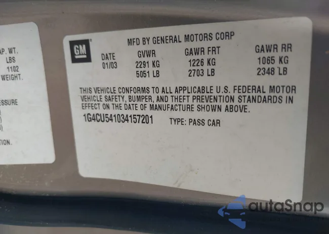 1G4CU541034157201: 42358896