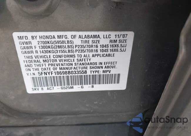 5FNYF18698B033558: 42360184