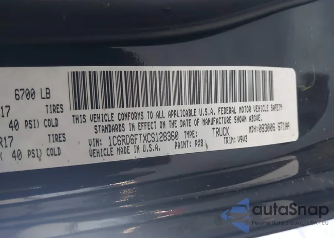 1C6RD6FTXCS128360: 42360324