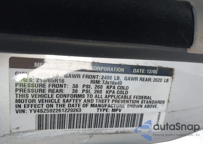 YV4SZ592261229263: 42360332