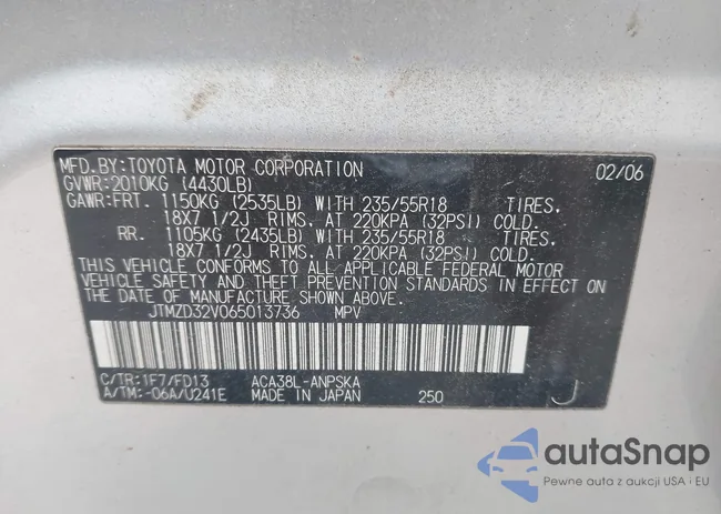 JTMZD32V065013736: 42360343