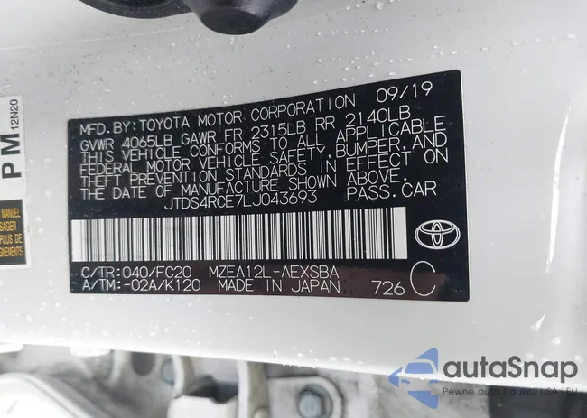 JTDS4RCE7LJ043693: 42360617