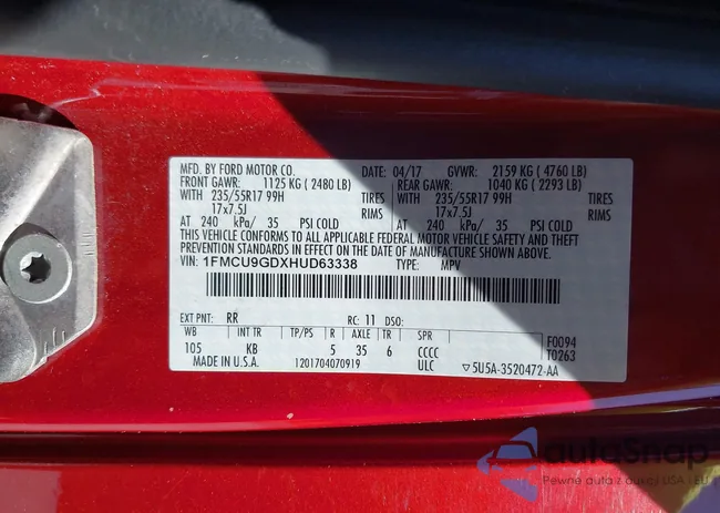 1FMCU9GDXHUD63338: 42360679