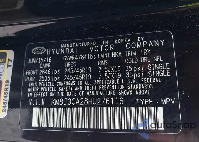 KM8J3CA28HU276116: 42360028