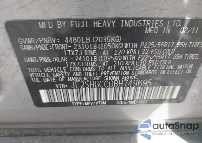 JF2SHBCC0BH749695: 42361133