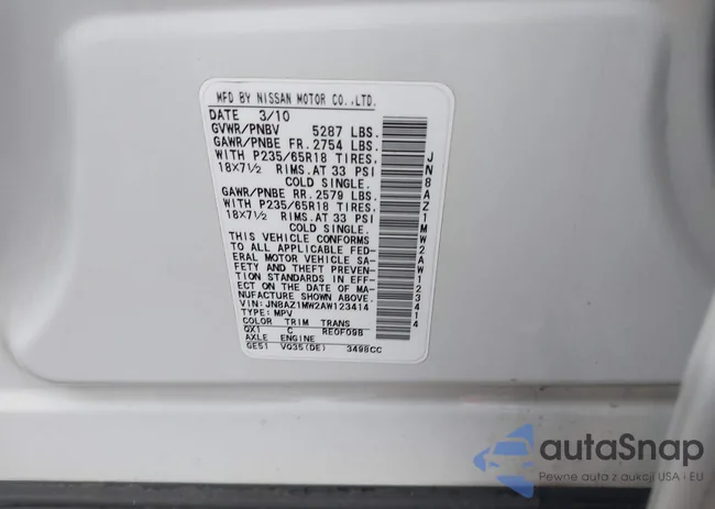 JN8AZ1MW2AW123414: 42361193