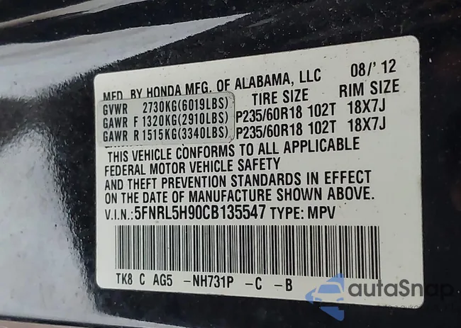 5FNRL5H90CB135547: 42361207
