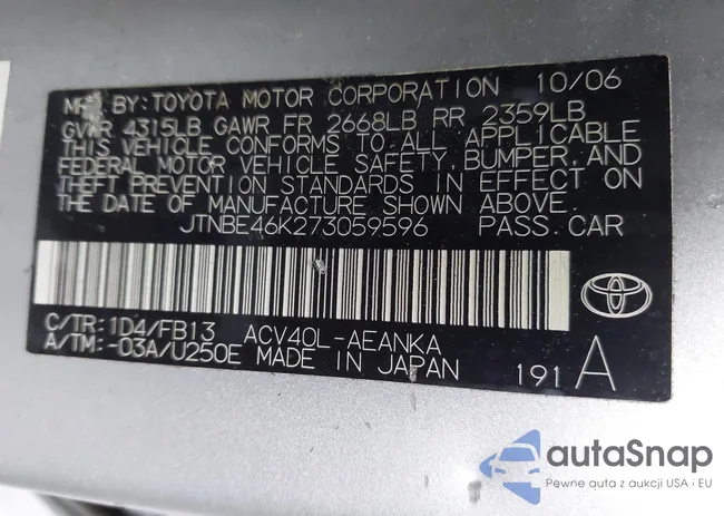 JTNBE46K273059596: 42361312