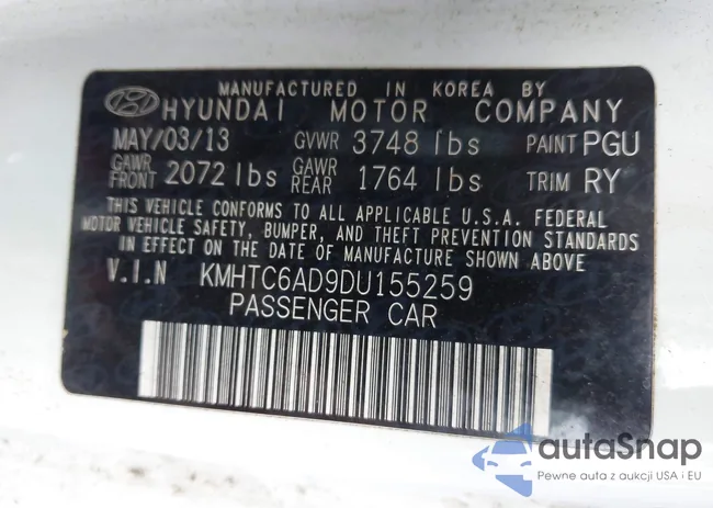 KMHTC6AD9DU155259: 42361365