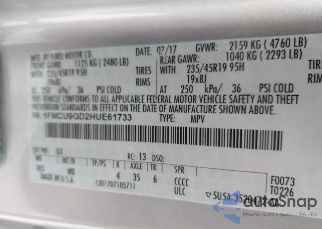 1FMCU9GD2HUE61733: 42360742