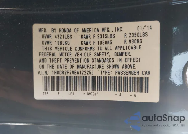 1HGCR2F79EA122250: 42360770