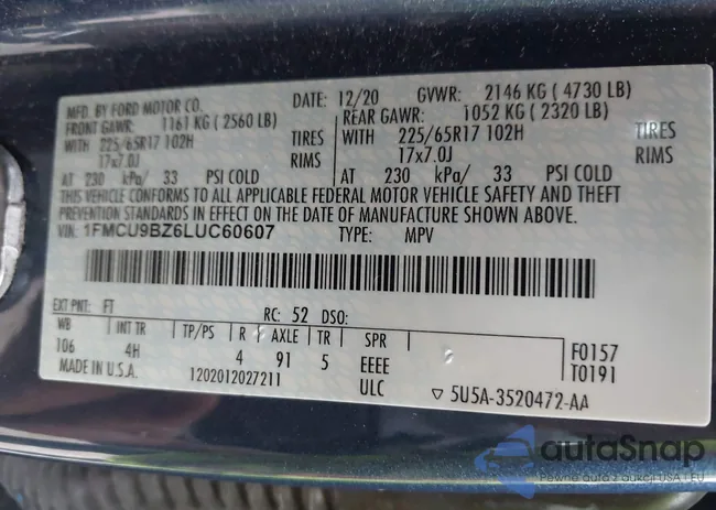 1FMCU9BZ6LUC60607: 42360853