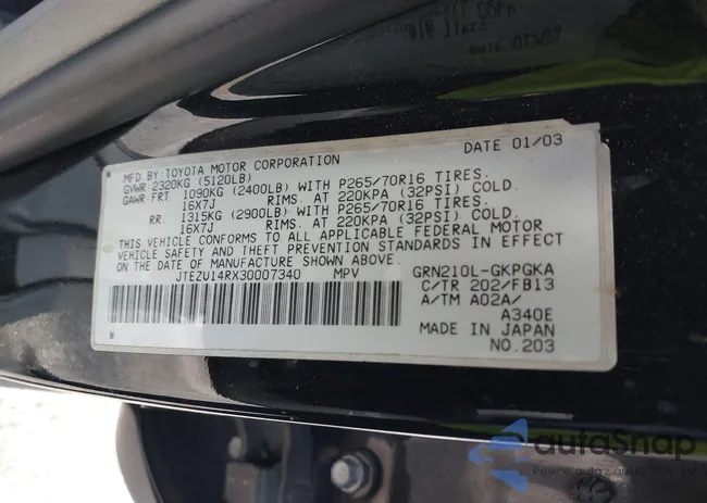 JTEZU14RX30007340: 42361002