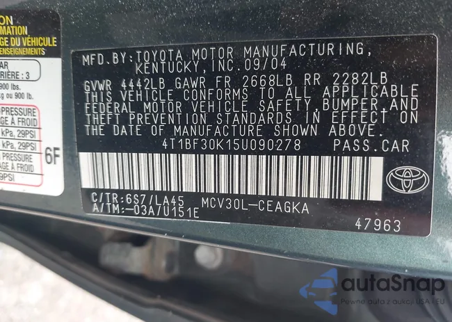 4T1BF30K15U090278: 42361040