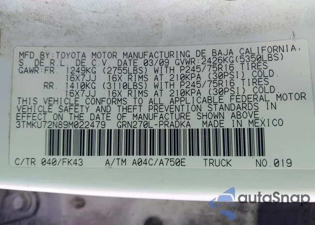 3TMKU72N89M022479: 42361086