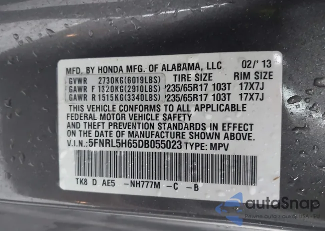 5FNRL5H65DB055023: 42362214