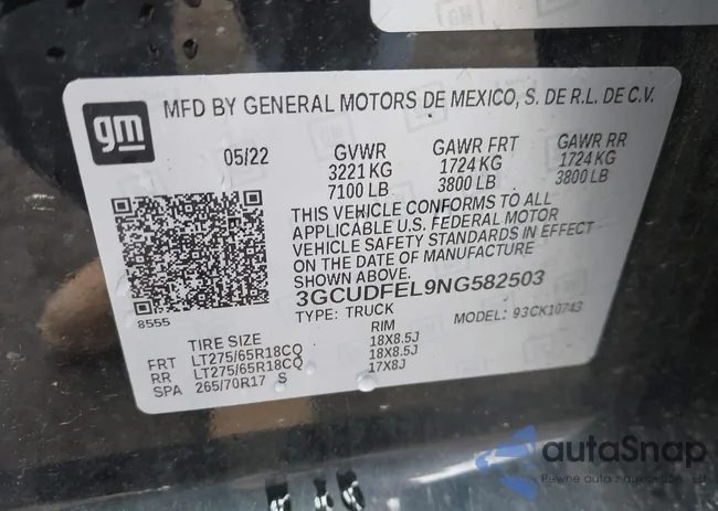 3GCUDFEL9NG582503: 42362455