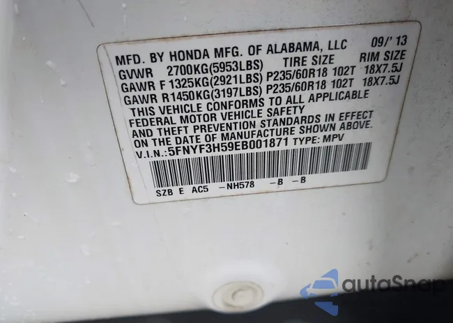 5FNYF3H59EB001871: 42361735