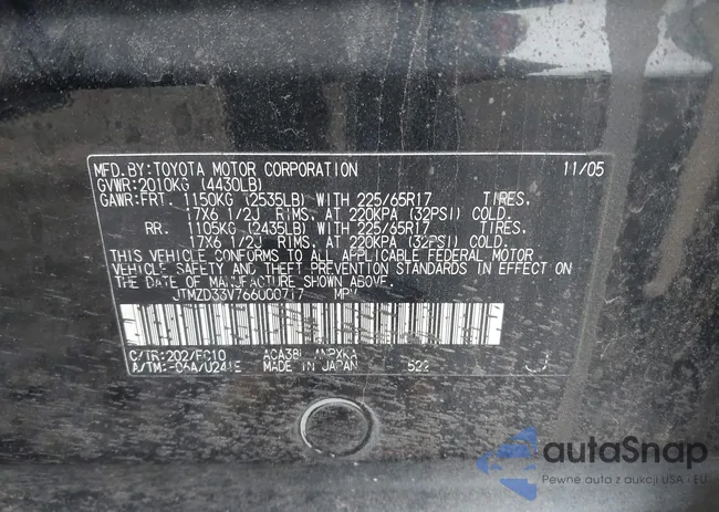 JTMZD33V766000717: 42361824