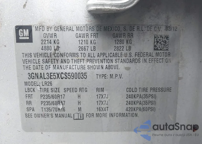 3GNAL3E5XCS590035: 42361870