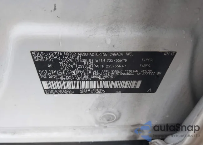 2T3DFREV1FW404616: 42361942