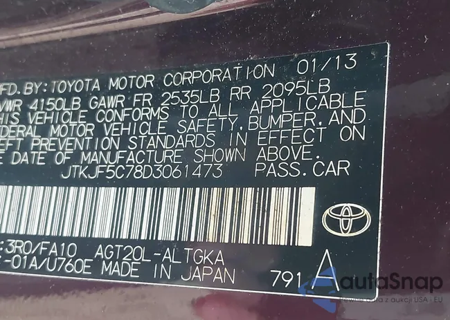 JTKJF5C78D3061473: 42363215