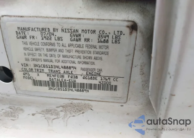 3N1CB51D34L488894: 42363230