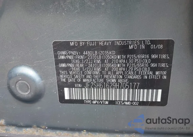 JF2SH61629H705177: 42363353
