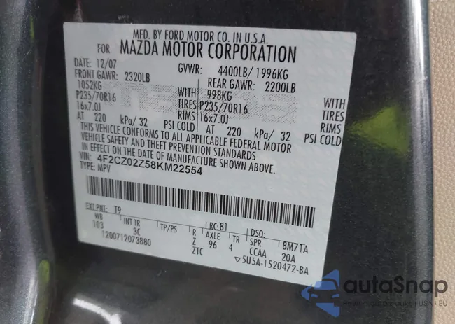 4F2CZ02Z58KM22554: 42363462