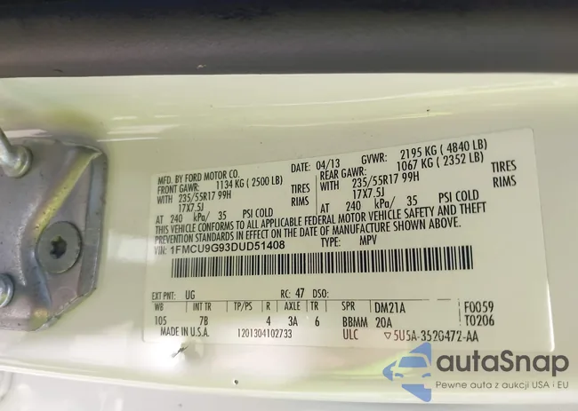 1FMCU9G93DUD51408: 42363485