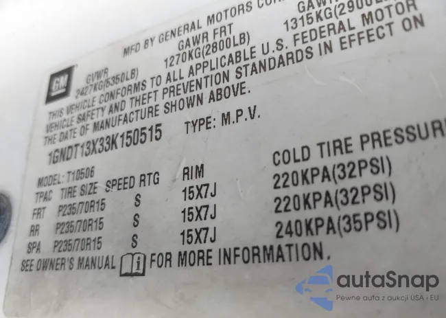 1GNDT13X33K150515: 42363650