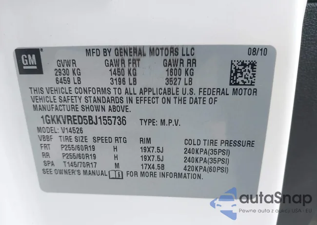 1GKKVRED5BJ155736: 42362714