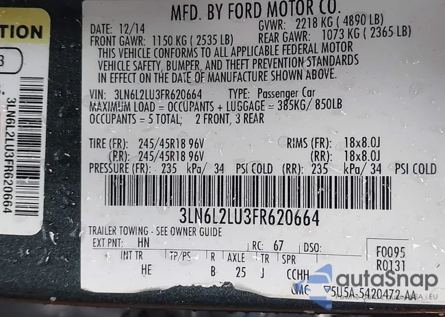 3LN6L2LU3FR620664: 42362854