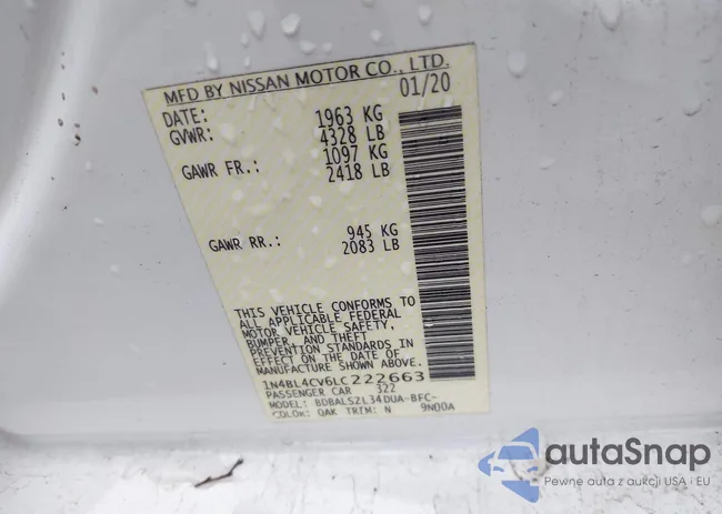 1N4BL4CV6LC222663: 42362863