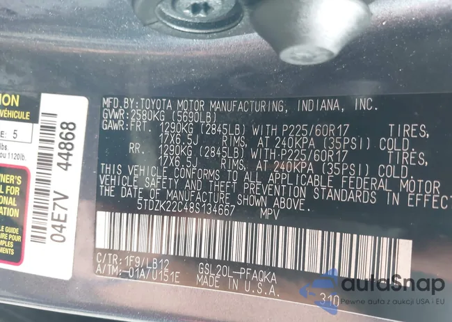 5TDZK22C48S134667: 42362889