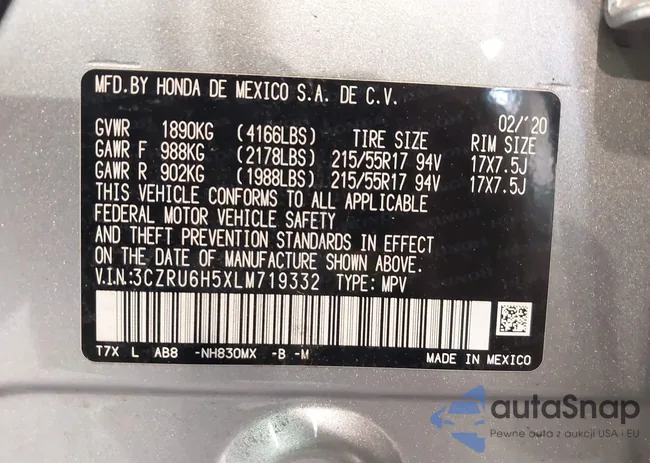 3CZRU6H5XLM719332: 42362998