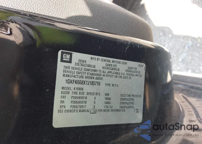 1GKFK668X7J185770: 42363063