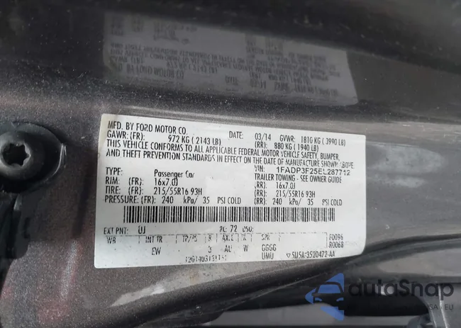 1FADP3F25EL287712: 42364137