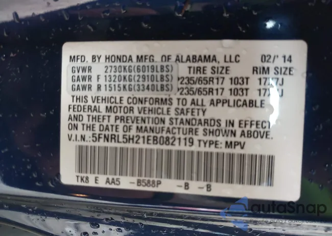 5FNRL5H21EB082119: 42364162