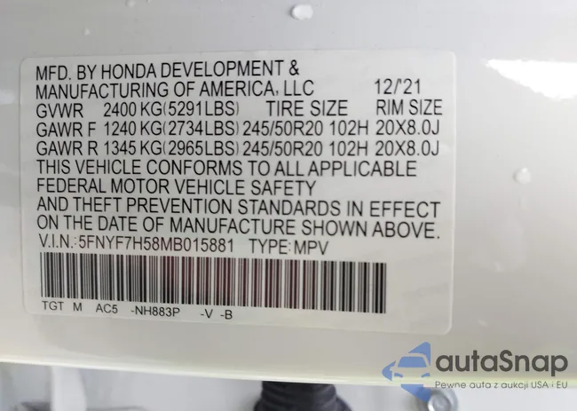 5FNYF7H58MB015881: 42364192