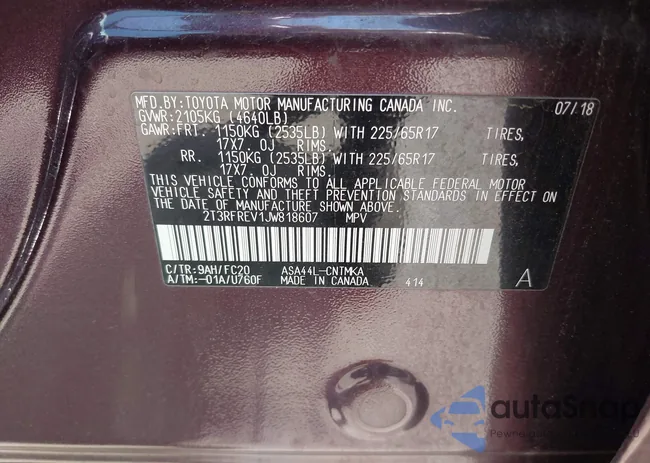 2T3RFREV1JW818607: 42364201