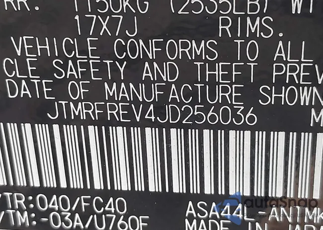 JTMRFREV4JD256036: 42364278