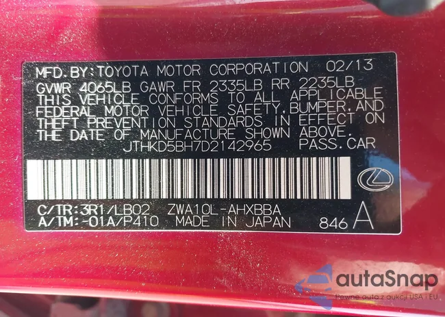 JTHKD5BH7D2142965: 42364349