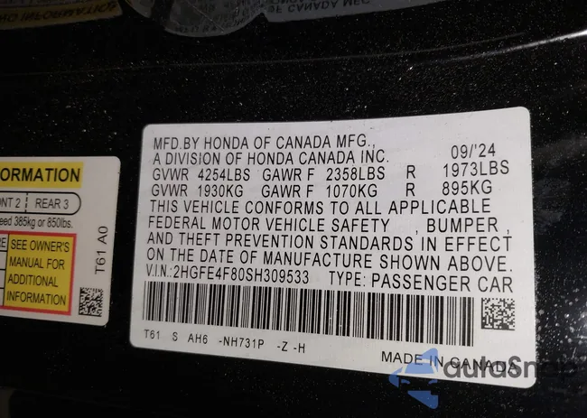 2HGFE4F80SH309533: 42364400